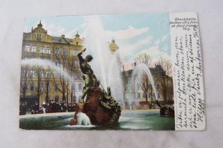 Postcard Sweden Sverige Fontänen Adolf Fredriks Fountain Stockholm 1904