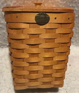 Peterboro Basket Co.  Basket With Lid 9 Inches Tall 7 1/2 Inches Across