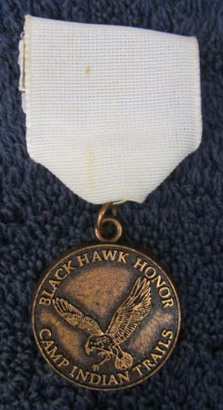 Vtg White Blackhawk Honor Camp Indian Trail Medal Boy Scout Pin Bsa Badge Award