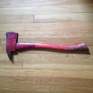 Vintage Old Red Firefighters Firemen Axe With Red Handle Tool 3 Lbs.  7 Oz.