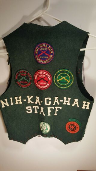 Vintage 1949 - 1951 Boy Scout Nih - Ka - Ga - Hah Staff Vest Camporall Nra Marksman