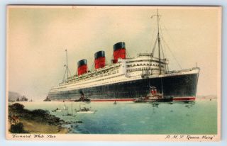 Vintage Postcard Cunard White Star Rms Queen Mary