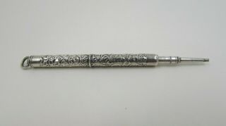 Victorian Antique Sterling Silver Chatelaine Pencil Filigree Design