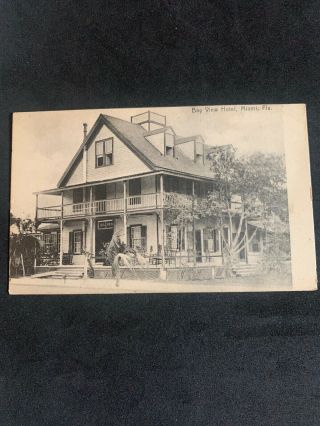 Vintage Postcard 1900s Bay View Hotel Miami Florida Rare Photo Old Sign