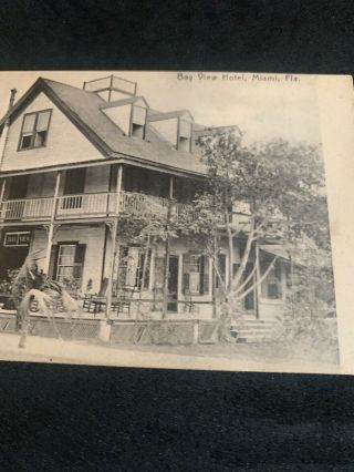 Vintage Postcard 1900s Bay View Hotel Miami Florida Rare Photo Old Sign 2