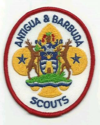 International Boy Scouts Antigua & Barbuda Coat Of Arms Patch Scouting Vintage