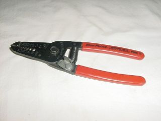 Vintage Snap On Tools Mini Pliers Wire Stripper Cutter Red Handle Usa Snapon