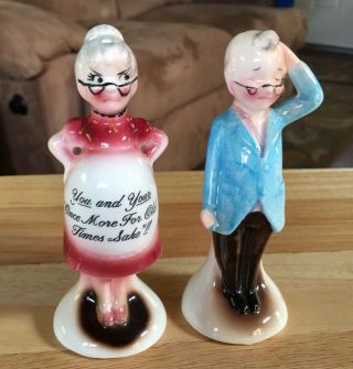 Vintage Old Couple Pregnant “you And Your Once More Salt & Pepper Shaker