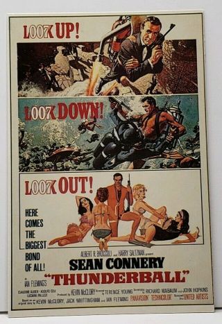 Sean Connery James Bond 007 Thunderball Movie Poster Postcard G20