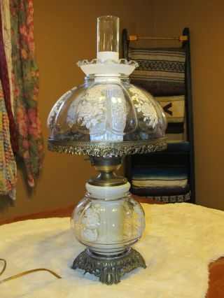 Vintage Gone With The Wind Hurricane Style Table Lamp.  26 " Tall