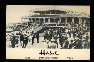 Hialeah Horse Race Track Photo Postcard Florida Fl Gambling 50th Anniversary