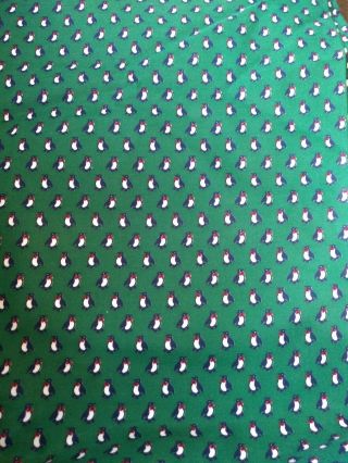 Vintage Penguin Fabric 4 Yards Dark Green Background Penguins W/ Bowties Calico