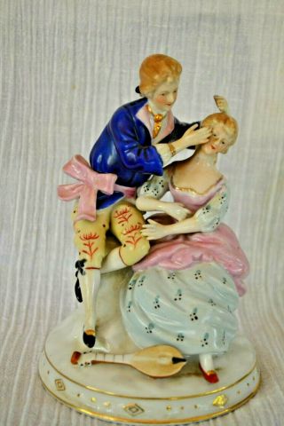 Made In Occupied Japan Maruyama Victorian Couple Musical Statue Red Label Signed