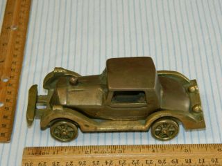 Vintage Heavy Cast Metal Brass? Toy Car With Moving Wheels