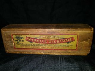 Pike Washita Oilstone With Box And Label,  8 " X 2 " X 7/8 "