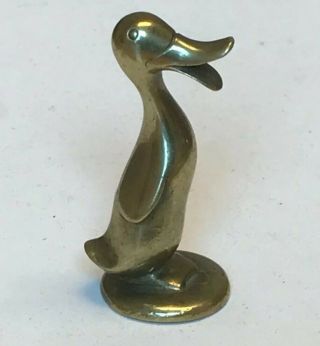 Vintage Mid Century Modern Cast Brass Standing Duck Figurine Made In Austria 2.  5