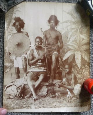 Antique Albumen Print Photo African Sudanese Warriors