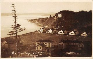 Rppc Mt.  Rainier From Fort Worden,  Port Townsend,  Wa C1910s Vintage Postcard