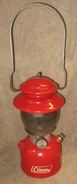 Vintage Red Coleman 200 A Lantern Globe Sunshine Of The Night