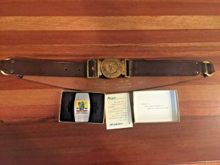 Vintage Boy Scouts - 69 Jamboree Leather Belt & 73 Jamboree Zippo Pocketknife