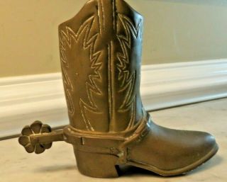 Vintage Solid Brass Cowboy Boot With Spur Maxam Planter Vase Etc 8.  5 " Tall