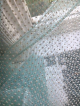 2 Curtains Vintage flocked Dotted Swiss Mint/blue Sheer Dotted Swiss 3