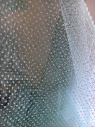 2 Curtains Vintage flocked Dotted Swiss Mint/blue Sheer Dotted Swiss 4
