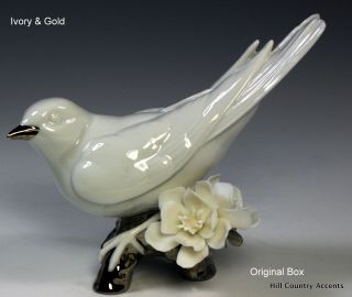 Lladro Sweet Sounds Of The Morning (re - Deco) - Bird,  White & Gold $385 - Mib