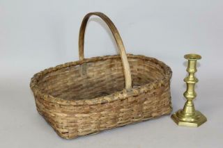 Fantastic Early 19th C One Handle Gathering Basket In Great Surface