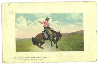 1908 Brownell Snake River Rawlins Wyoming Wy Rodeo Western Postcard