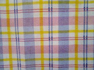 Vtg Feedsack Full 30s Cotton Fabric Antique Pastel Pink Yellow Navy Plaid