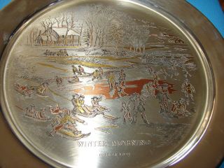 1977 DANBURY CURRIER & IVES WINTER MORNING STERLING SILVER PLATE W/ BOX 2