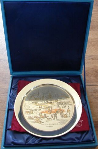 1977 DANBURY CURRIER & IVES WINTER MORNING STERLING SILVER PLATE W/ BOX 5
