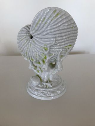 Seashell Vase White And Lime Accents