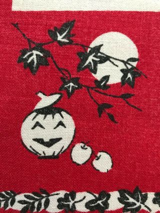 Vintage 1958 Calendar Dish Towel Linen Holidays Red White 6