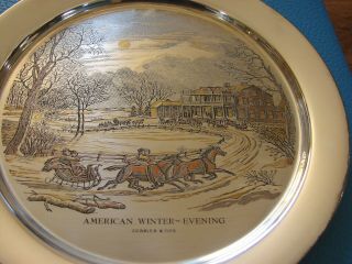 1976 Danbury Currier & Ives American Winter - Evening Sterling Silver Plate