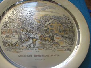 1975 Danbury Currier & Ives American Homestead Winter Sterling Silver Plate