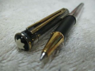 Montblanc65 Noblesse Stainless With Gold Roller Ball Point Pen Logo Top
