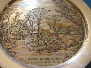 1974 Danbury Currier & Ives Winter In The Country Grist Mill Sterling Plate