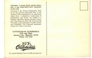 Kansas City 76 Olds Tornado Advertising Cunningham Oldsmobile 27th Main 5x7 MO 2