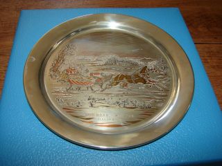 1972 DANBURY CURRIER & IVES THE ROAD WINTER STERLING SILVER PLATE W/ BOX LE 3