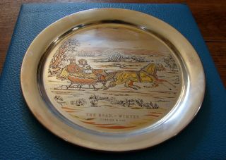 1972 DANBURY CURRIER & IVES THE ROAD WINTER STERLING SILVER PLATE W/ BOX LE 4