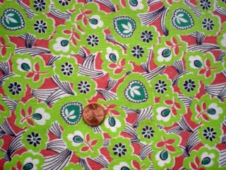 Floral Full Vtg Feedsack Quilt Sewing Doll Clothes Craft Sewing Lime Red Green