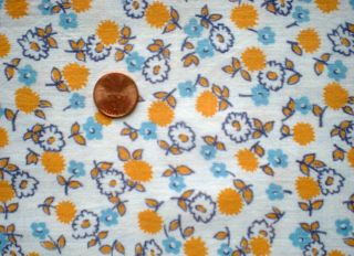 Floral Full Vtg Feedsack Quilt Sewing Dollclothes Craft Blue Orange Cotton Fabri