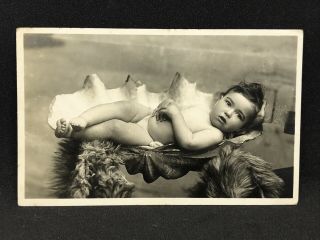 Antique Real Photo Postcard Cute Baby In A Giant Clam Shell,  Talma Melbourne