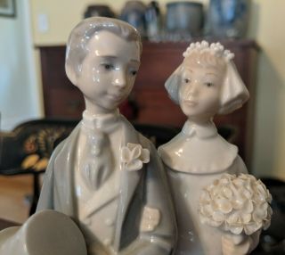 Lladro Bride & Groom Spanish Porcelain Figure Wedding Cake Topper 5