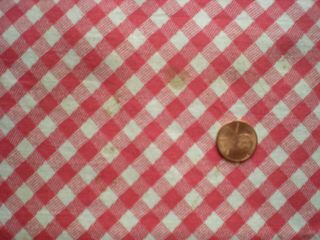 Red White CHECK Full Vtg FEEDSACK Quilt Sewing Doll Clothes Craft Sewing Fabric 3