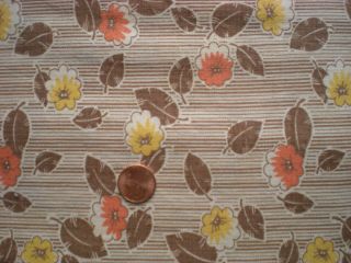 Floral Full Vtg Feedsack Quilt Sewing Dollclothes Craft Brown Orange Yellow