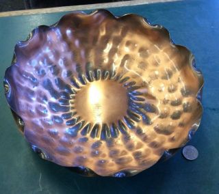 Vintage Gregorian Solid Copper Hand Hammered 9 " Fluted Bowl (rbe)