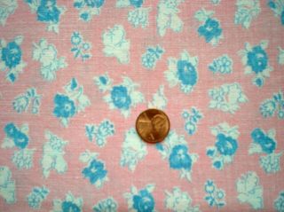 FLORAL on PINK Full Vtg FEEDSACK Quilt Sewing Doll Clothes Craft Dress Fabric 2